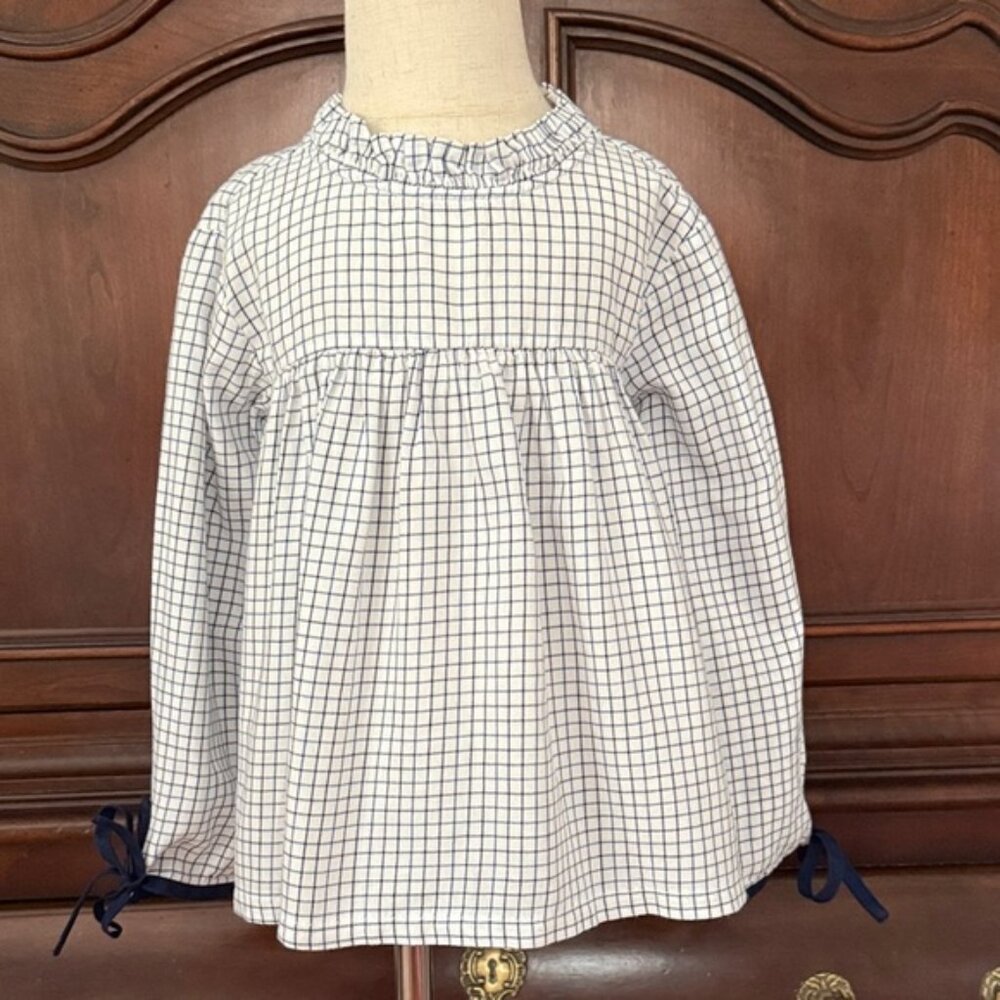 Girls BELLA BLISS Navy and White Checkered Top Size 7